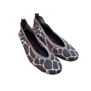 Nodo Knit Flats Giraffe Print Ballet Flats Shoes SlipOn Womens Size 8 Blue Gray